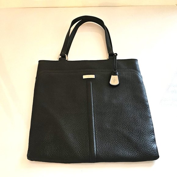 Cole Haan Marcy Tech Tote Bag Leather Slim Black Handbag - Picture 5 of 15